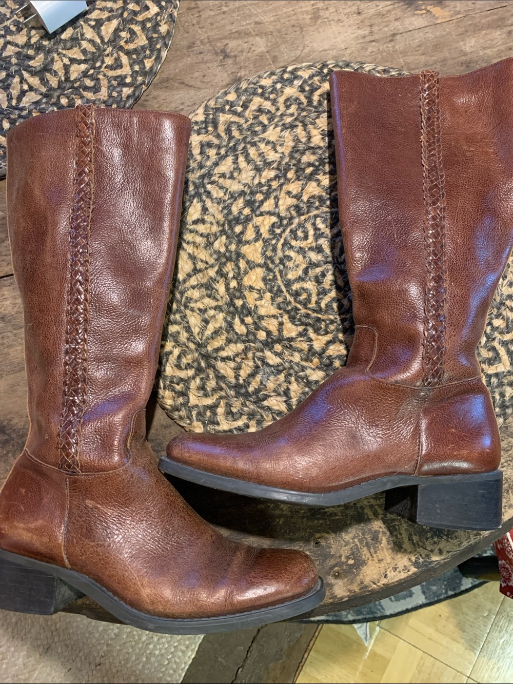 Vintage Women's Tall Brown Leather Heeled Boots